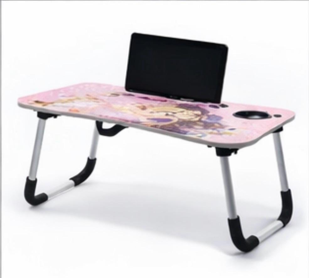Folding Study Table with Cup Holder & Mobile Stand | Barbie Princess Design | Portable Laptop Table