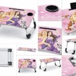 Folding Study Table with Cup Holder & Mobile Stand | Barbie Princess Design | Portable Laptop Table