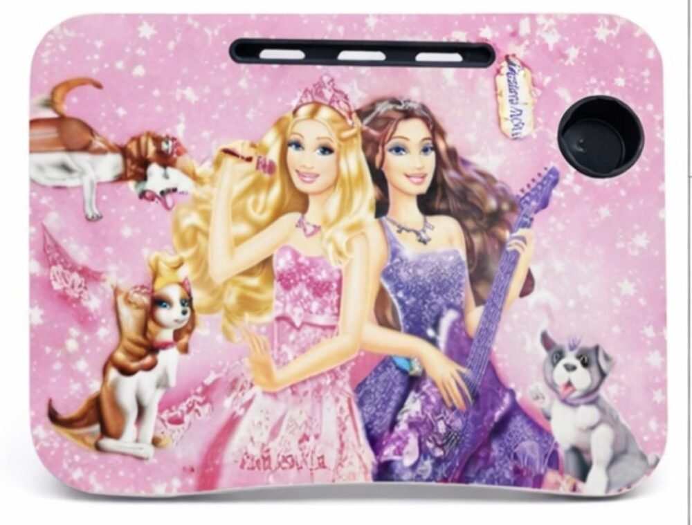 Folding Study Table with Cup Holder & Mobile Stand | Barbie Princess Design | Portable Laptop Table