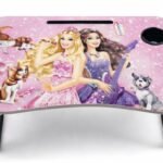 Folding Study Table with Cup Holder & Mobile Stand | Barbie Princess Design | Portable Laptop Table