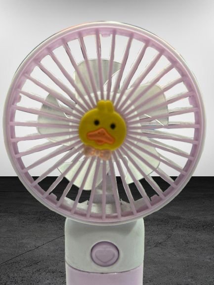 Portable USB Rechargeable Mini Hand Fan with Stand (Cute Duck Design)