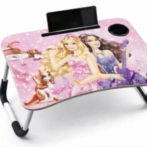 Folding Study Table with Cup Holder & Mobile Stand | Barbie Princess Design | Portable Laptop Table